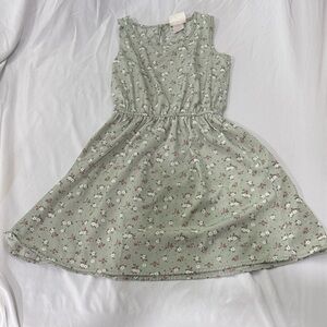Charming Floral Kids Dress in Soft Green